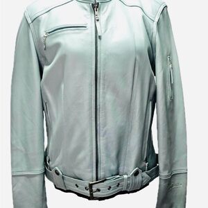 Harley-Davidson Women's L Mint Green Leather Jacket